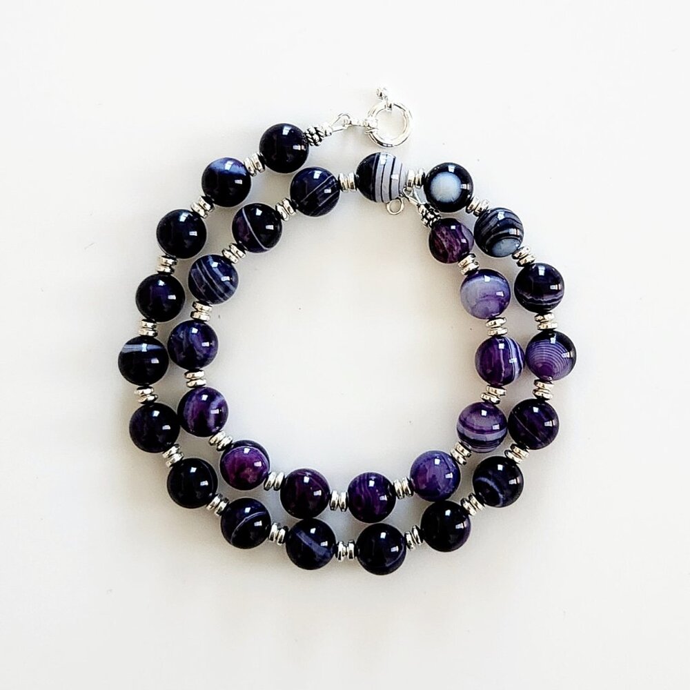 PURPLE STRIPE AGATE NECKLACE--18"
